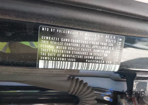 2013 Volkswagen Beetle 2.0L Tdi из США, поврежденный, VIN 3VW5L7AT4DM818085